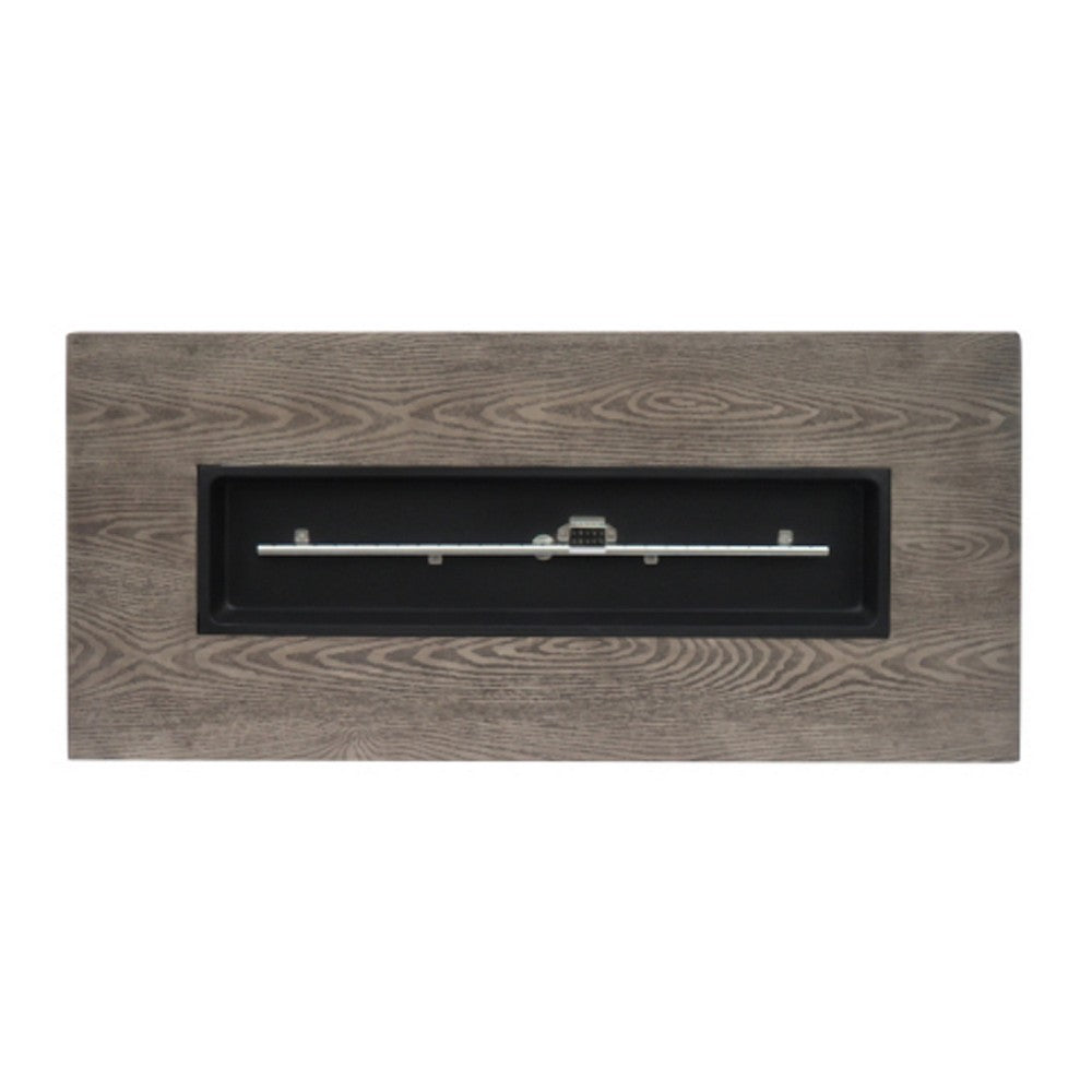 Outdoor Fire Pit, 50,000 BTUs Cutout Handles, Rectangular Brown Wood -BM335236