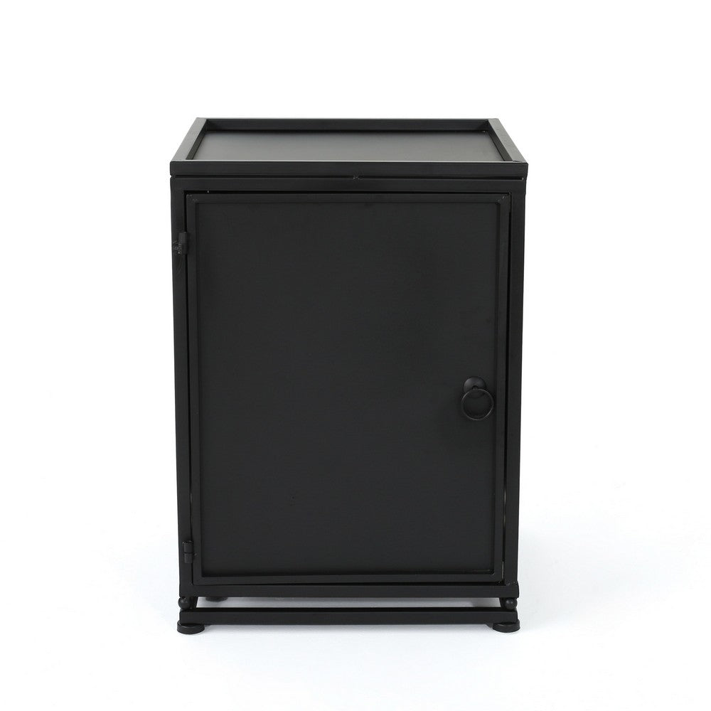 Propane Tank Cover Side End Table, 1 Door, Matte Black Iron, 18 Inch -BM335237