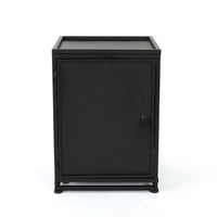 Propane Tank Cover Side End Table, 1 Door, Matte Black Iron, 18 Inch -BM335237
