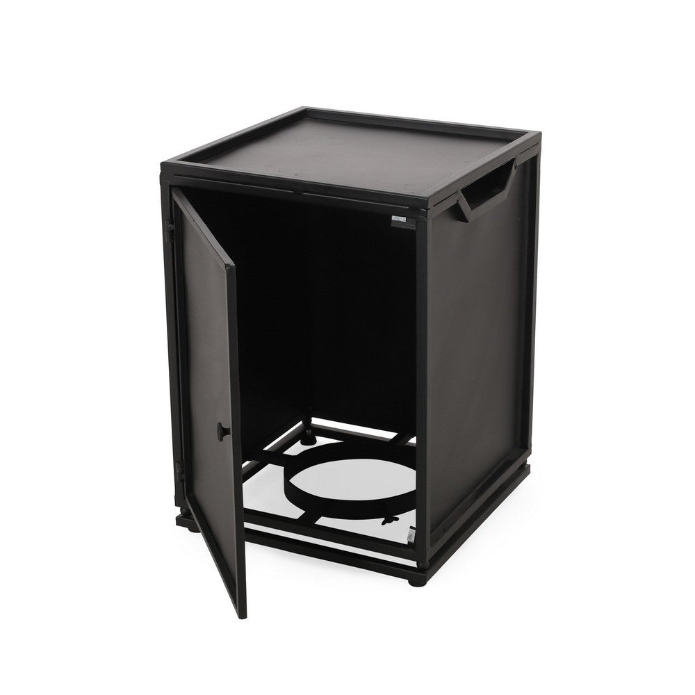 Propane Tank Cover Side End Table, 1 Door, Matte Black Iron, 18 Inch -BM335237