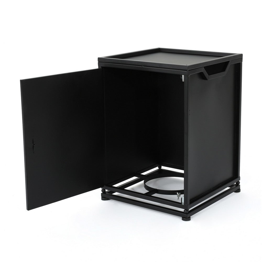 Propane Tank Cover Side End Table, 1 Door, Matte Black Iron, 18 Inch -BM335237