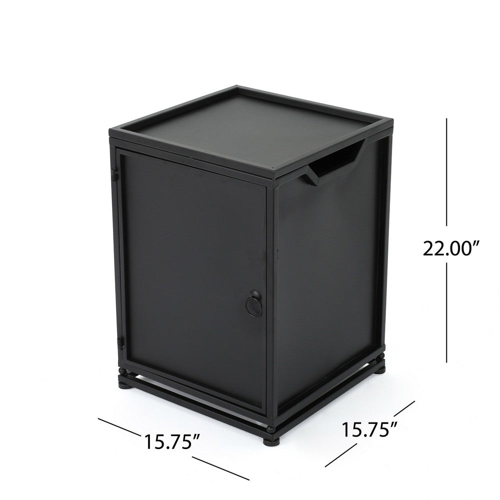 Propane Tank Cover Side End Table, 1 Door, Matte Black Iron, 18 Inch -BM335237