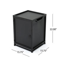 Propane Tank Cover Side End Table, 1 Door, Matte Black Iron, 18 Inch -BM335237