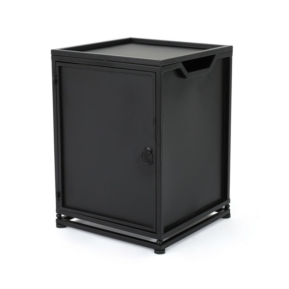 Propane Tank Cover Side End Table, 1 Door, Matte Black Iron, 18 Inch -BM335237