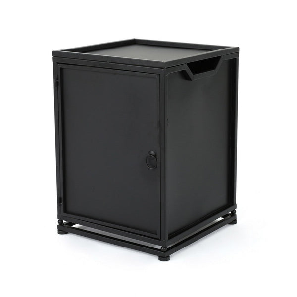 Propane Tank Cover Side End Table, 1 Door, Matte Black Iron, 18 Inch -BM335237