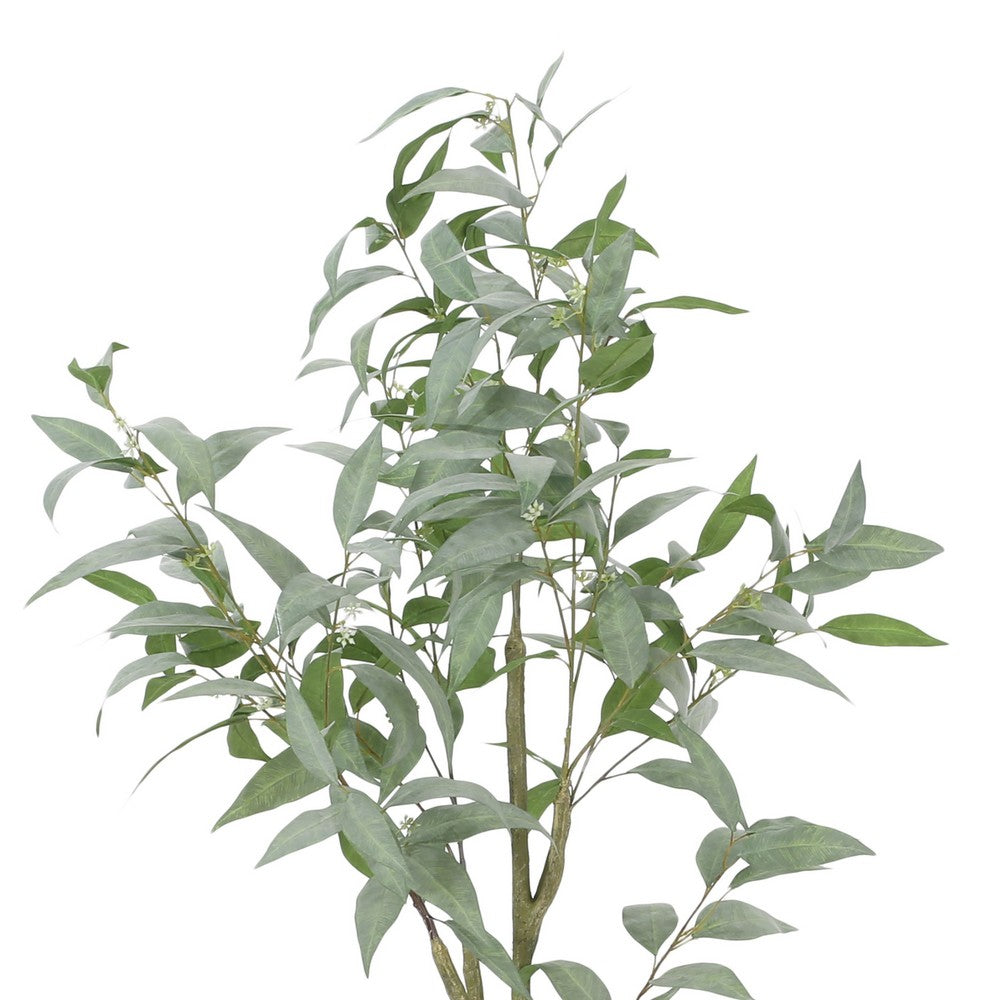 Yuri 47 Inch Artificial Eucalyptus Tree, Flower Buds, Green, White -BM335238