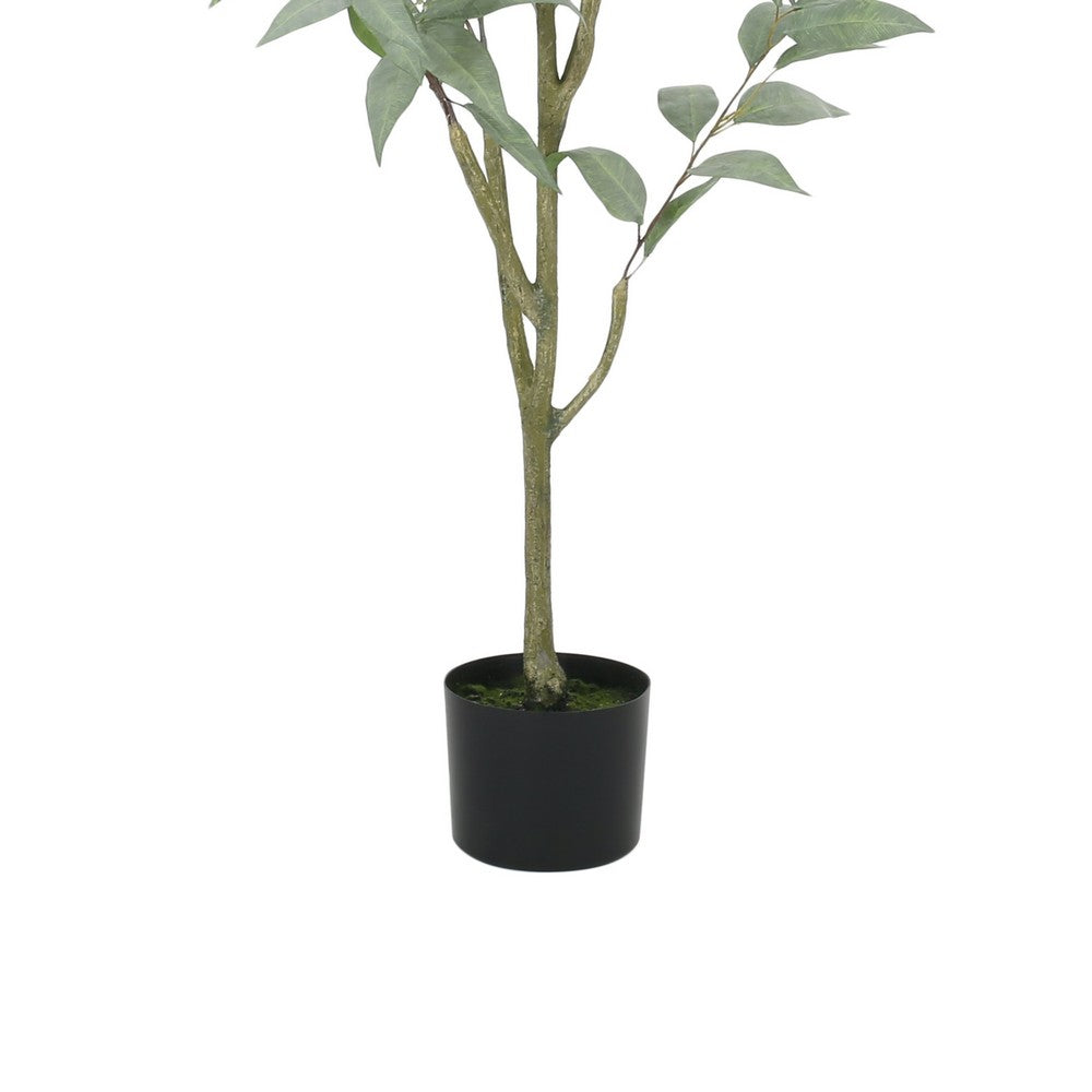 Yuri 47 Inch Artificial Eucalyptus Tree, Flower Buds, Green, White -BM335238