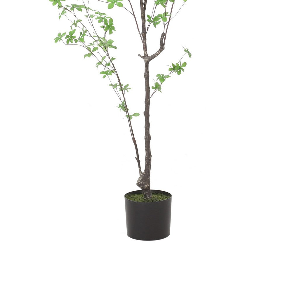 Yuri 59 Inch Artificial Enkianthus Tree, Pre Potted, Brown Green White -BM335239