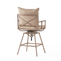 Outdoor Barstool Chair, Adjustabe 30-34 Inch Seat H, Brass Iron, Brown -BM335240