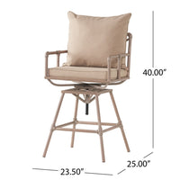 Outdoor Barstool Chair, Adjustabe 30-34 Inch Seat H, Brass Iron, Brown -BM335240
