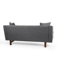 Miry 3 Seater Sofa with 2 Throw Pillows, Charcoal Gray Faux Leather -BM335241