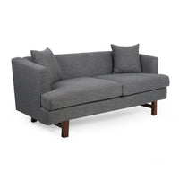 Miry 3 Seater Sofa with 2 Throw Pillows, Charcoal Gray Faux Leather -BM335241