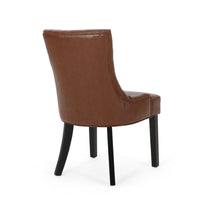 Chen Dining Chair Set of 2, Diamond Tufted Back, Brown Faux Leather -BM335250