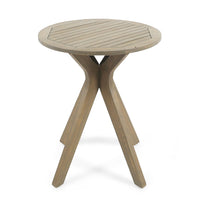 Ambre Outdoor Breakfast Dining Table, 28 Inch Slatted Gray Acacia Wood -BM335251