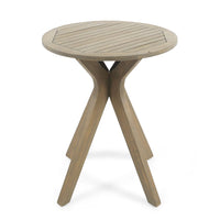Ambre Outdoor Breakfast Dining Table, 28 Inch Slatted Gray Acacia Wood -BM335251
