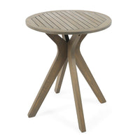 Ambre Outdoor Breakfast Dining Table, 28 Inch Slatted Gray Acacia Wood -BM335251