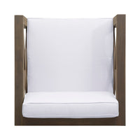 Bea Outdoor Club Chair, White Cushions, X Back Design Weathered Gray -BM335253