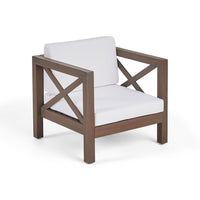 Bea Outdoor Club Chair, White Cushions, X Back Design Weathered Gray -BM335253