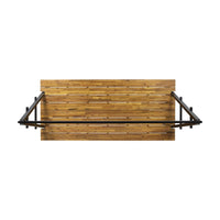 Jo Outdoor Pergola Table, Black Metal Frame, Slatted Teak Brown Wood -BM335254