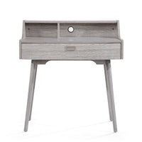 Modern Study Desk w Drawer and 2 Small Cubbies, 35 Inch Oak Gray Wood -BM335255