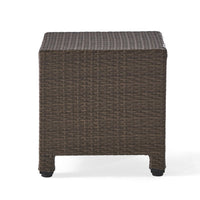 Perie Accent Table, 18 Inch Modern Square Top, Dark Brown Rattan Woven -BM335256