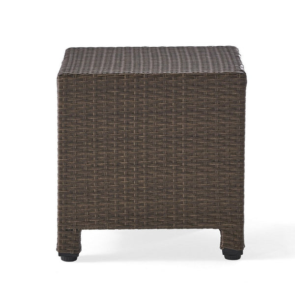 Perie Accent Table, 18 Inch Modern Square Top, Dark Brown Rattan Woven -BM335256