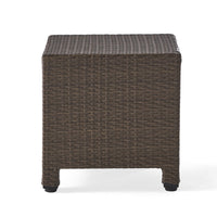 Perie Accent Table, 18 Inch Modern Square Top, Dark Brown Rattan Woven -BM335256