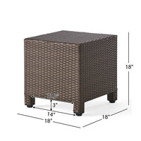 Perie Accent Table, 18 Inch Modern Square Top, Dark Brown Rattan Woven -BM335256