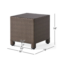 Perie Accent Table, 18 Inch Modern Square Top, Dark Brown Rattan Woven -BM335256