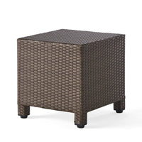 Perie Accent Table, 18 Inch Modern Square Top, Dark Brown Rattan Woven -BM335256