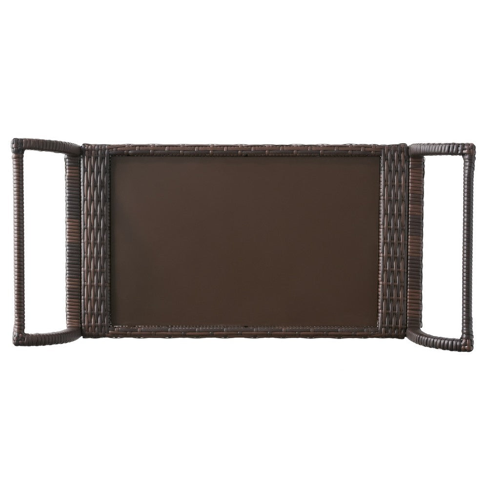 Naed Rolling Kitchen Bar Cart, 40 Inch Dark Brown Rattan Woven -BM335259