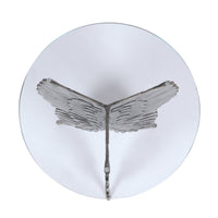 Accent Table w 17 Inch Glass Top, Butterfly Wing Nickel Aluminum Base -BM335264