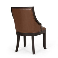 Dining Chair Set of 2, Light Brown Faux Leather, Black Wood Frame -BM335266