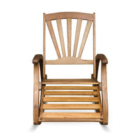 Rizz Outdoor Reclining Rocking Chair, Retractable Footrest, Brown Wood - BM335269