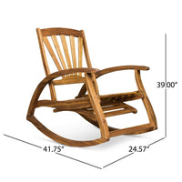 Rizz Outdoor Reclining Rocking Chair, Retractable Footrest, Brown Wood - BM335269