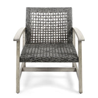 Bops Outdoor Club Chair Set of 2, Graywash Acacia Wood, Gray Wicker -BM335271
