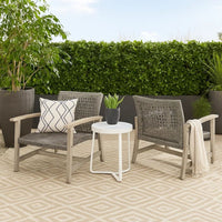 Bops Outdoor Club Chair Set of 2, Graywash Acacia Wood, Gray Wicker -BM335271