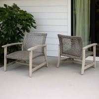 Bops Outdoor Club Chair Set of 2, Graywash Acacia Wood, Gray Wicker -BM335271