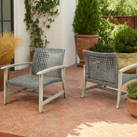 Bops Outdoor Club Chair Set of 2, Graywash Acacia Wood, Gray Wicker -BM335271