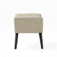 Vibe Ottoman Bench, Tufted Beige Fabric, Gray 36 Inch, Nailhead Trim -BM335274