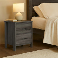Nightstand Dresser, 2 Storage Drawers, 23 Inch, Modern Dark Gray -BM335277