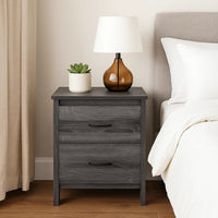 Nightstand Dresser, 2 Storage Drawers, 23 Inch, Modern Dark Gray -BM335277