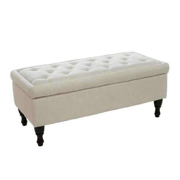 Kiyo Ottoman, Linen Ivory Faux Suede, 41 Inch, Tufted Storage Lid -BM335281
