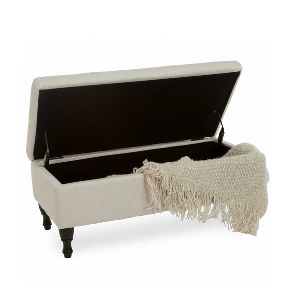 Kiyo Ottoman, Linen Ivory Faux Suede, 41 Inch, Tufted Storage Lid -BM335281