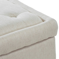 Kiyo Ottoman, Linen Ivory Faux Suede, 41 Inch, Tufted Storage Lid -BM335281