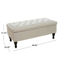 Kiyo Ottoman, Linen Ivory Faux Suede, 41 Inch, Tufted Storage Lid -BM335281