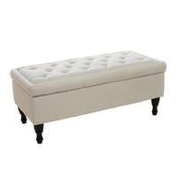 Kiyo Ottoman, Linen Ivory Faux Suede, 41 Inch, Tufted Storage Lid -BM335281