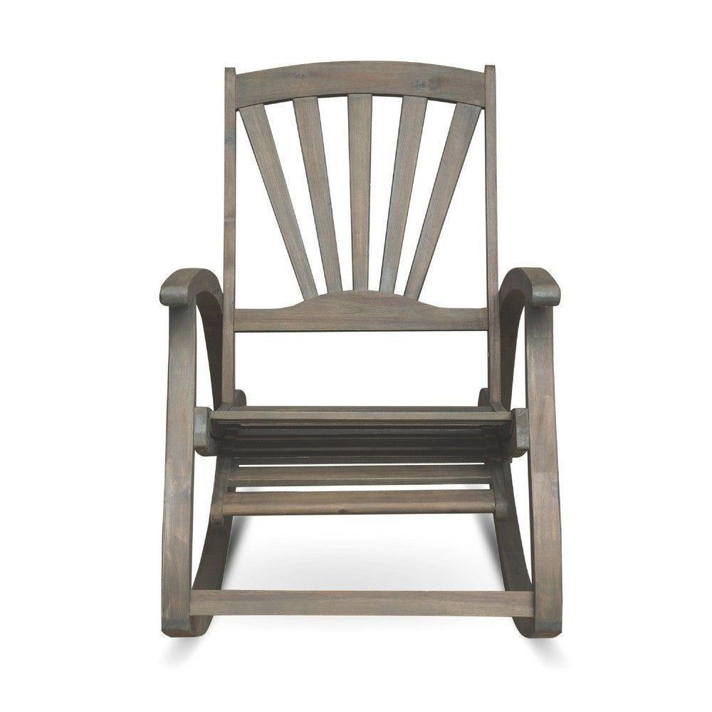 Rizz Outdoor Reclining Rocking Chair, Retractable Footrest, Brown Wood -BM335282