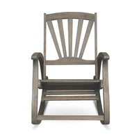 Rizz Outdoor Reclining Rocking Chair, Retractable Footrest, Brown Wood -BM335282