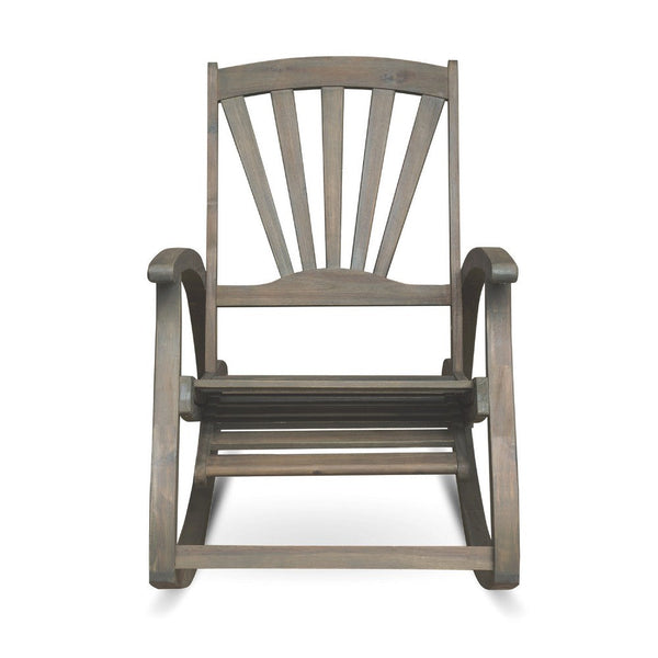 Rizz Outdoor Reclining Rocking Chair, Retractable Footrest, Brown Wood -BM335282